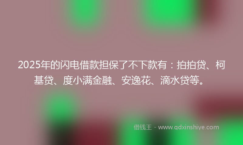 2025年的闪电借款担保了不下款有：拍拍贷、柯基贷、度小满金融、安逸花、滴水贷等。