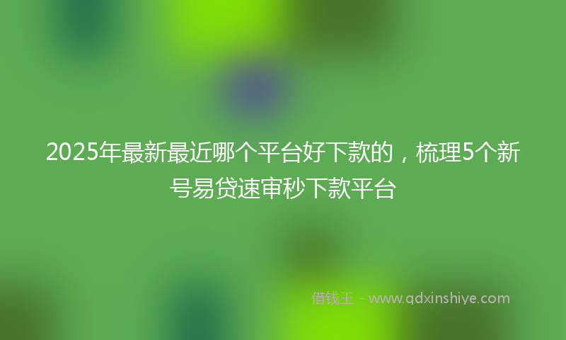 2025年最新最近哪个平台好下款的，梳理5个新号易贷速审秒下款平台