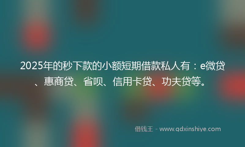 2025年的秒下款的小额短期借款私人有：e微贷、惠商贷、省呗、信用卡贷、功夫贷等。