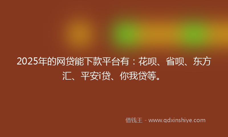 2025年的网贷能下款平台有：花呗、省呗、东方汇、平安i贷、你我贷等。