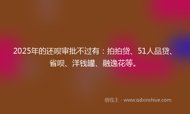 2025年的还呗审批不过有：拍拍贷、51人品贷、省呗、洋钱罐、融逸花等。