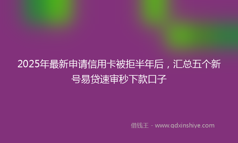 2025年最新申请信用卡被拒半年后，汇总五个新号易贷速审秒下款口子