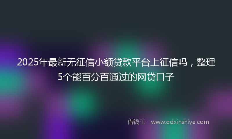 2025年最新无征信小额贷款平台上征信吗，整理5个能百分百通过的网贷口子