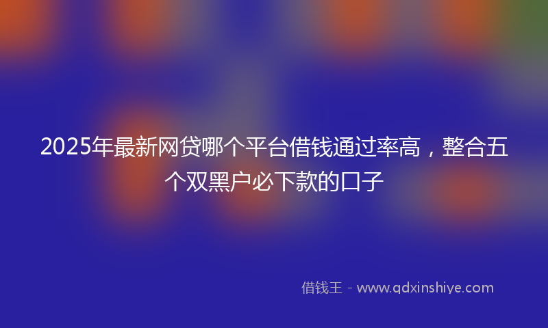 2025年最新网贷哪个平台借钱通过率高，整合五个双黑户必下款的口子