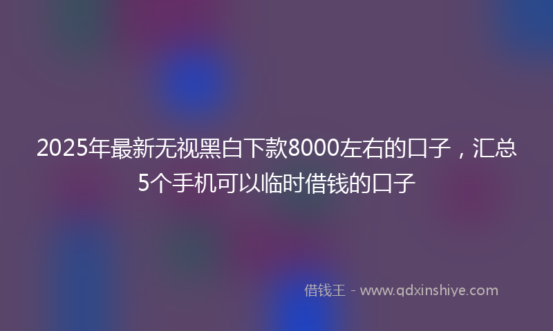 2025年最新无视黑白下款8000左右的口子，汇总5个手机可以临时借钱的口子