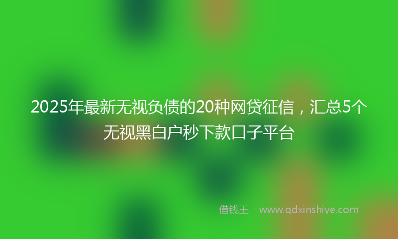 2025年最新无视负债的20种网贷征信，汇总5个无视黑白户秒下款口子平台