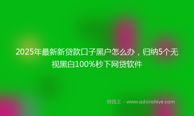 2025年最新新贷款口子黑户怎么办，归纳5个无视黑白100%秒下网贷软件
