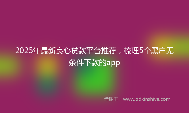 2025年最新良心贷款平台推荐，梳理5个黑户无条件下款的app
