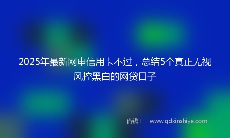 2025年最新网申信用卡不过，总结5个真正无视风控黑白的网贷口子