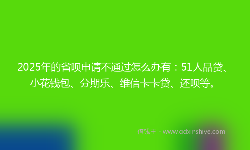 2025年的省呗申请不通过怎么办有：51人品贷、小花钱包、分期乐、维信卡卡贷、还呗等。