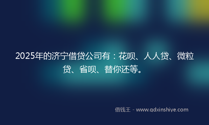 2025年的济宁借贷公司有：花呗、人人贷、微粒贷、省呗、替你还等。