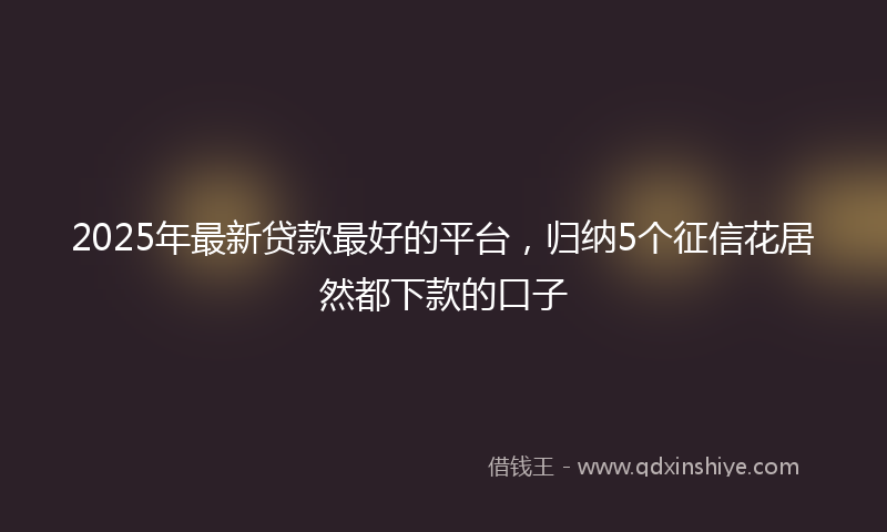 2025年最新贷款最好的平台，归纳5个征信花居然都下款的口子