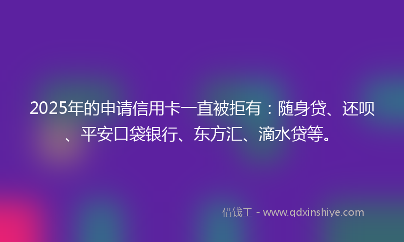 2025年的申请信用卡一直被拒有：随身贷、还呗、平安口袋银行、东方汇、滴水贷等。