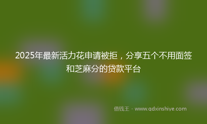 2025年最新活力花申请被拒，分享五个不用面签和芝麻分的贷款平台