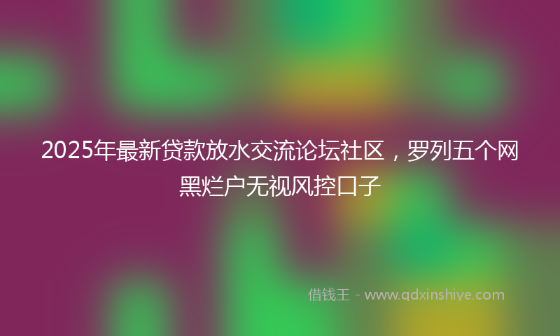 2025年最新贷款放水交流论坛社区，罗列五个网黑烂户无视风控口子