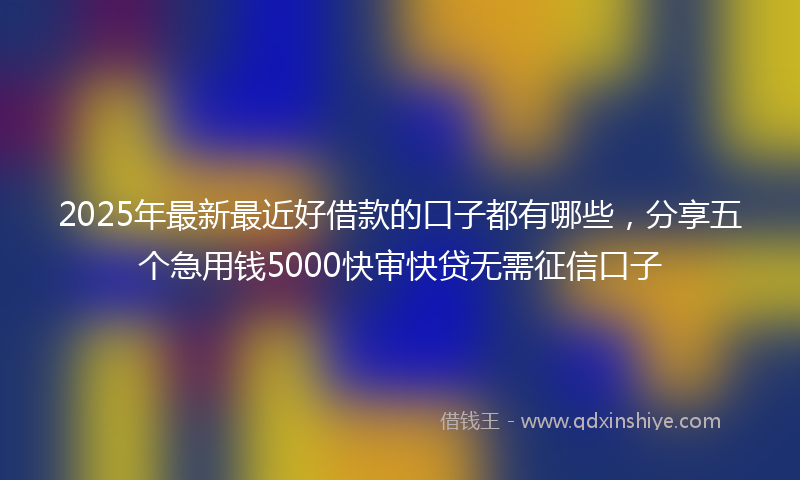 2025年最新最近好借款的口子都有哪些，分享五个急用钱5000快审快贷无需征信口子