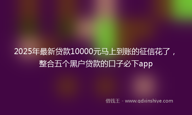 2025年最新贷款10000元马上到账的征信花了，整合五个黑户贷款的口子必下app