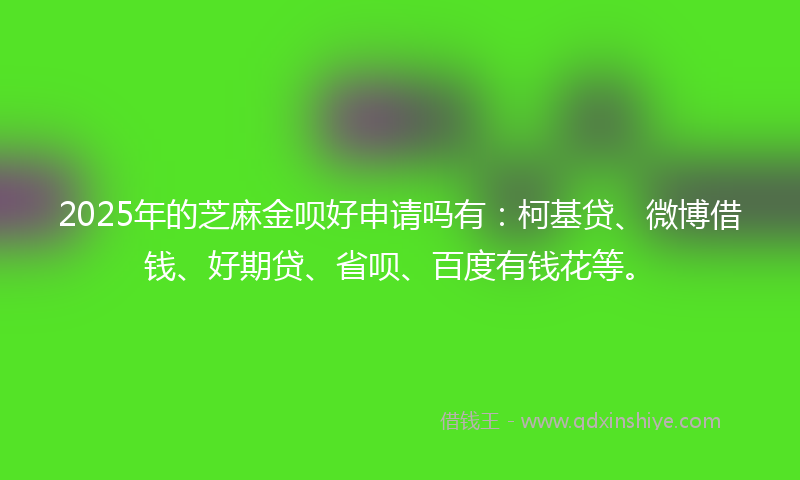 2025年的芝麻金呗好申请吗有：柯基贷、微博借钱、好期贷、省呗、百度有钱花等。