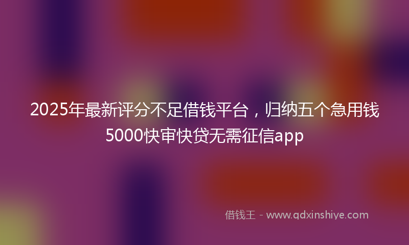 2025年最新评分不足借钱平台，归纳五个急用钱5000快审快贷无需征信app