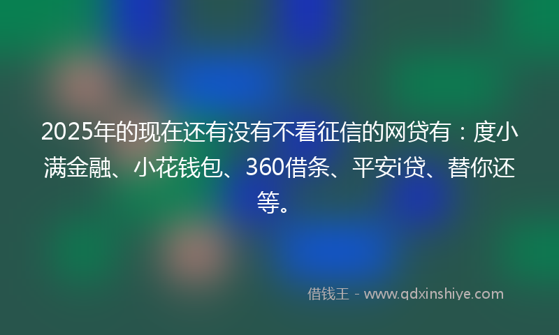 2025年的现在还有没有不看征信的网贷有：度小满金融、小花钱包、360借条、平安i贷、替你还等。