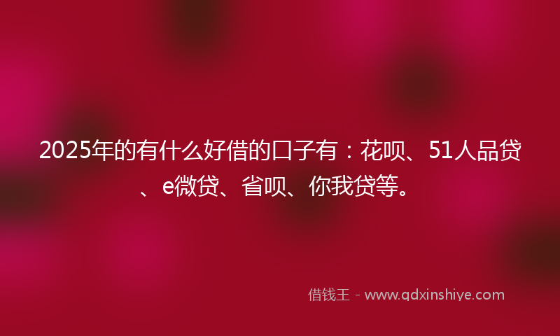 2025年的有什么好借的口子有：花呗、51人品贷、e微贷、省呗、你我贷等。