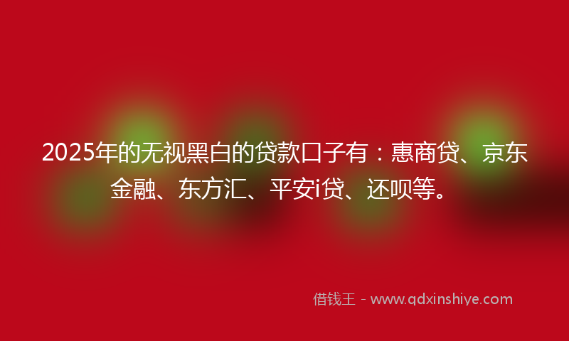 2025年的无视黑白的贷款口子有：惠商贷、京东金融、东方汇、平安i贷、还呗等。