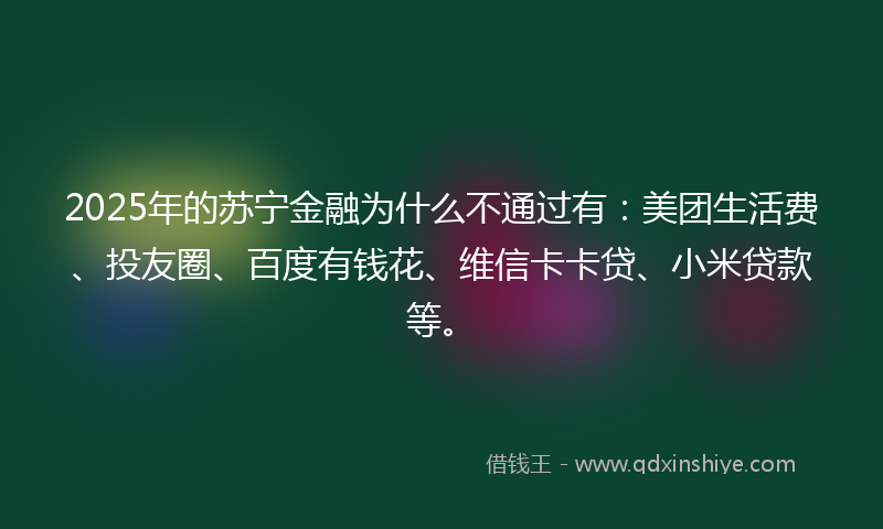 2025年的苏宁金融为什么不通过有：美团生活费、投友圈、百度有钱花、维信卡卡贷、小米贷款等。