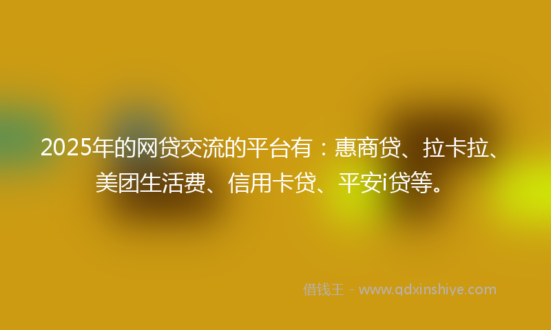 2025年的网贷交流的平台有：惠商贷、拉卡拉、美团生活费、信用卡贷、平安i贷等。