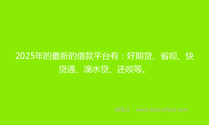 2025年的最新的借款平台有：好期贷、省呗、快贷通、滴水贷、还呗等。