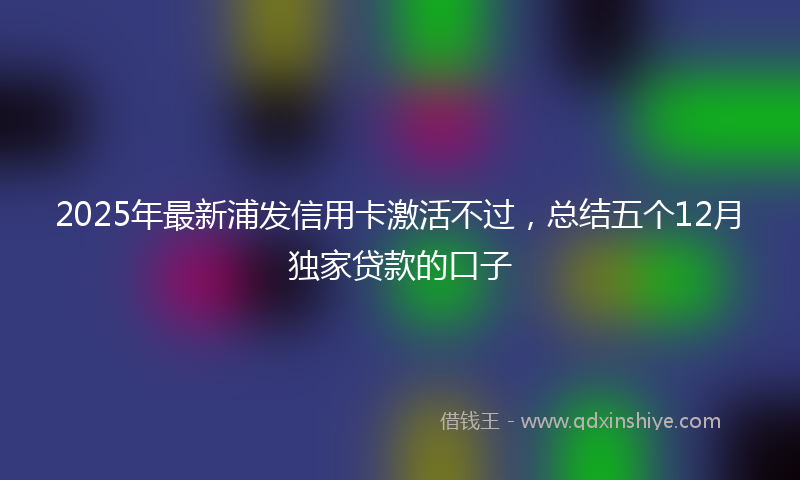 2025年最新浦发信用卡激活不过，总结五个12月独家贷款的口子