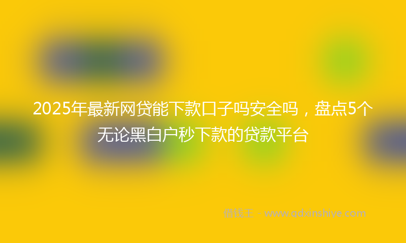 2025年最新网贷能下款口子吗安全吗，盘点5个无论黑白户秒下款的贷款平台