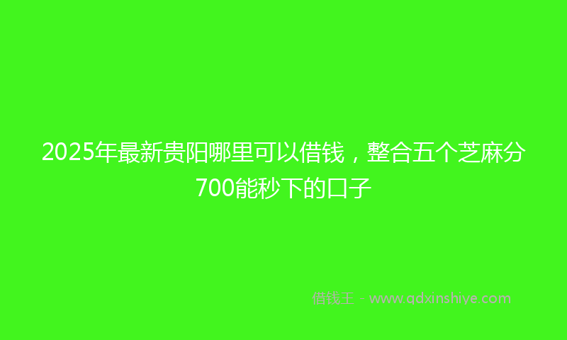 2025年最新贵阳哪里可以借钱，整合五个芝麻分700能秒下的口子