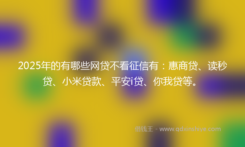 2025年的有哪些网贷不看征信有：惠商贷、读秒贷、小米贷款、平安i贷、你我贷等。