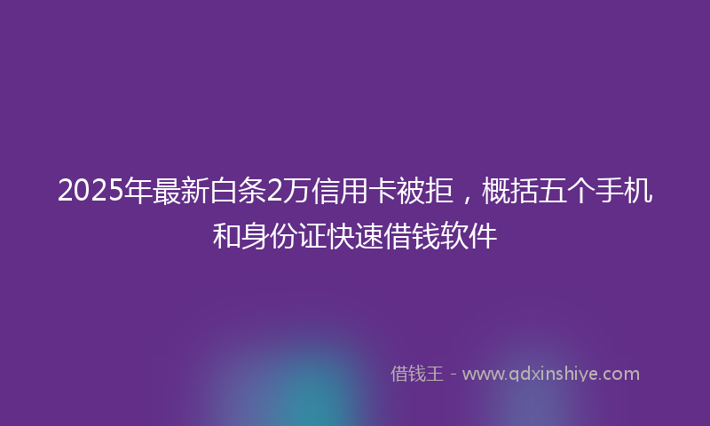 2025年最新白条2万信用卡被拒，概括五个手机和身份证快速借钱软件