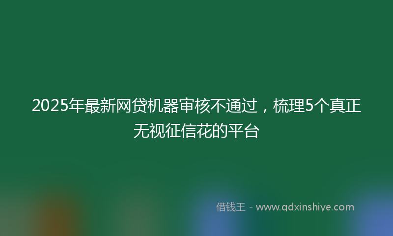 2025年最新网贷机器审核不通过，梳理5个真正无视征信花的平台