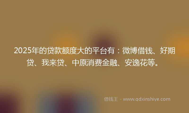 2025年的贷款额度大的平台有：微博借钱、好期贷、我来贷、中原消费金融、安逸花等。