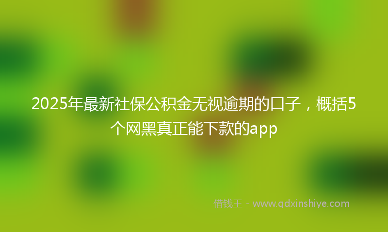 2025年最新社保公积金无视逾期的口子，概括5个网黑真正能下款的app