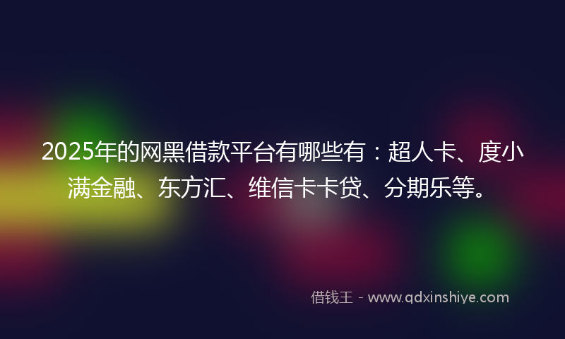2025年的网黑借款平台有哪些有：超人卡、度小满金融、东方汇、维信卡卡贷、分期乐等。