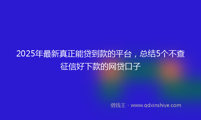 2025年最新真正能贷到款的平台，总结5个不查征信好下款的网贷口子