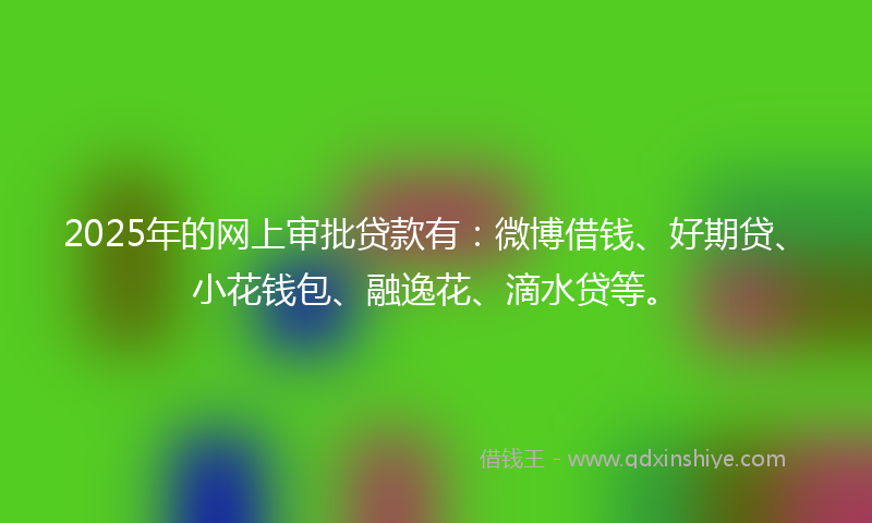 2025年的网上审批贷款有：微博借钱、好期贷、小花钱包、融逸花、滴水贷等。
