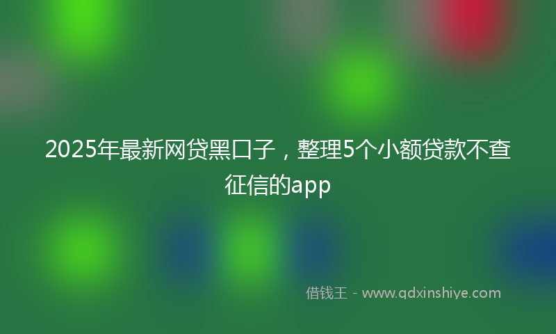 2025年最新网贷黑口子，整理5个小额贷款不查征信的app