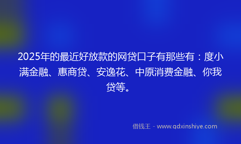 2025年的最近好放款的网贷口子有那些有：度小满金融、惠商贷、安逸花、中原消费金融、你我贷等。
