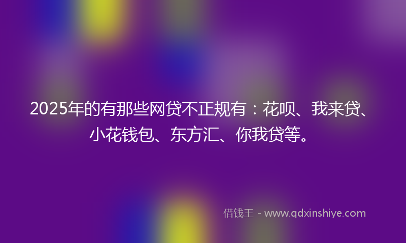 2025年的有那些网贷不正规有：花呗、我来贷、小花钱包、东方汇、你我贷等。