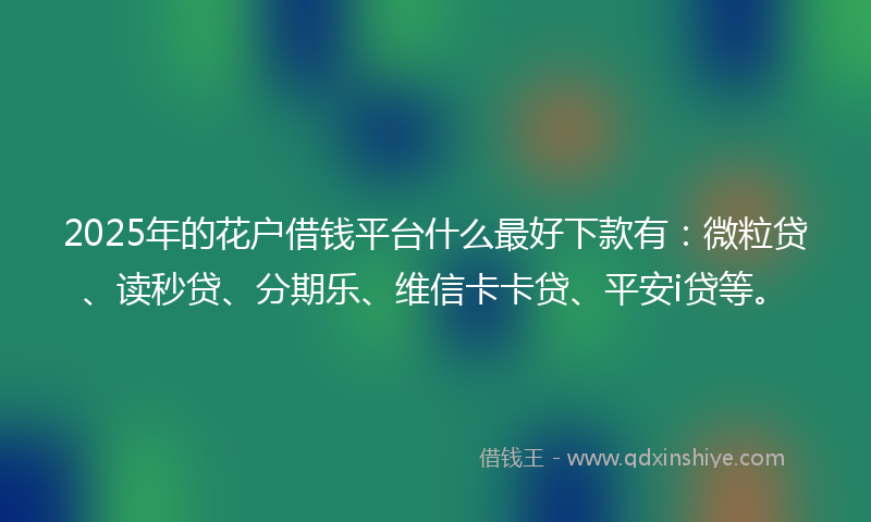 2025年的花户借钱平台什么最好下款有：微粒贷、读秒贷、分期乐、维信卡卡贷、平安i贷等。