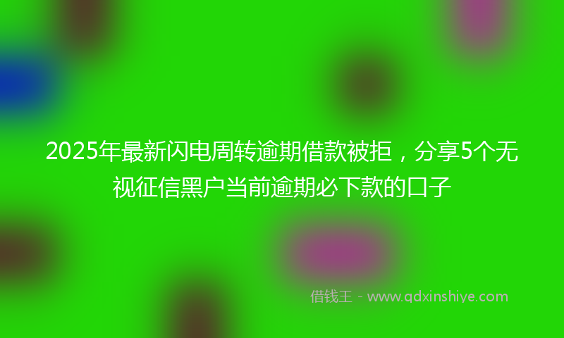 2025年最新闪电周转逾期借款被拒，分享5个无视征信黑户当前逾期必下款的口子
