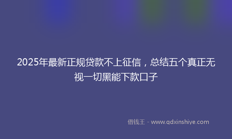 2025年最新正规贷款不上征信，总结五个真正无视一切黑能下款口子