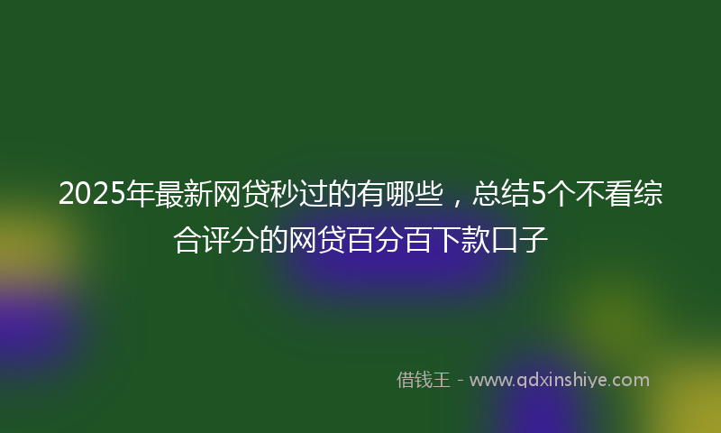 2025年最新网贷秒过的有哪些，总结5个不看综合评分的网贷百分百下款口子