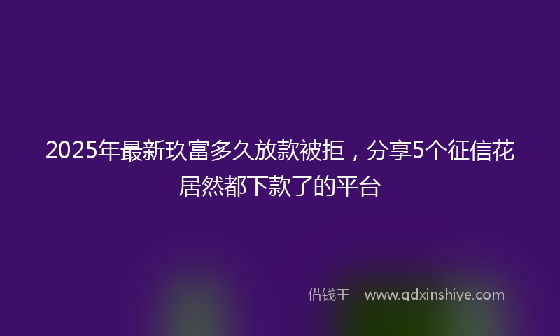 2025年最新玖富多久放款被拒，分享5个征信花居然都下款了的平台