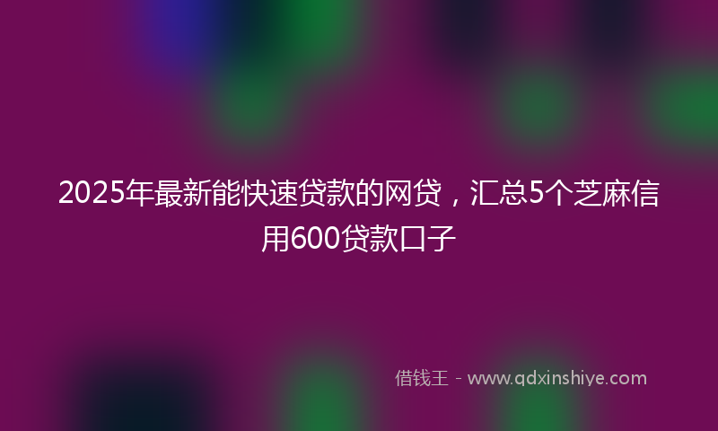 2025年最新能快速贷款的网贷，汇总5个芝麻信用600贷款口子