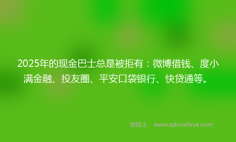 2025年的现金巴士总是被拒有：微博借钱、度小满金融、投友圈、平安口袋银行、快贷通等。